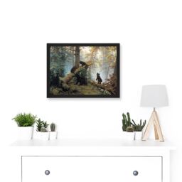 Artery8 Ivan Shishkin Morning In Pine Forest Shishkin Ivan Bears Artwork Framed Wall Art Print A4 in Black - thumbnail 2