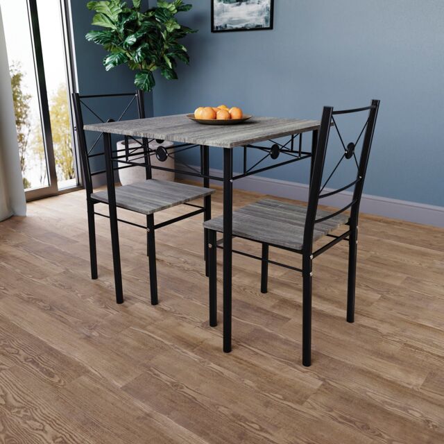Home Discount Vida Designs Roslyn 2 Seater Dining Table & Chairs Set Of 2 in Dark Grey - image 1