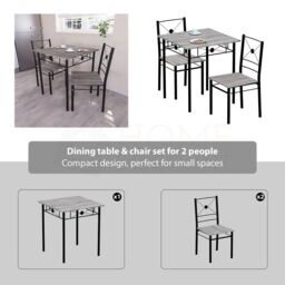 Home Discount Vida Designs Roslyn 2 Seater Dining Table & Chairs Set Of 2 in Dark Grey - thumbnail 3