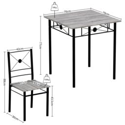 Home Discount Vida Designs Roslyn 2 Seater Dining Table & Chairs Set Of 2 in Dark Grey - thumbnail 2