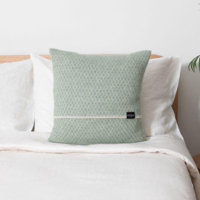 Native Natural Hoop Green Wool Cushion Cover 45x45cm - Size: 45 cm x 45 cm - image 1
