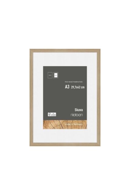 nielsen Skava A3 Wooden Picture Frame With A4 Mount & Glass Front in Light Oak - image 1