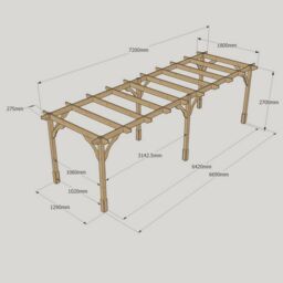 Rutland County Garden Furniture Ltd Premium Pergola 6 Posts - Wood - L180 x W720 x H270 cm - Light Green - thumbnail 6
