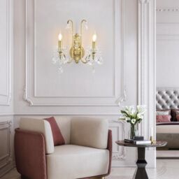 Garwarm Crystal Wall Lights Antique Retro Vintage Rustic Indoor Wall Lamps in Gold - thumbnail 6