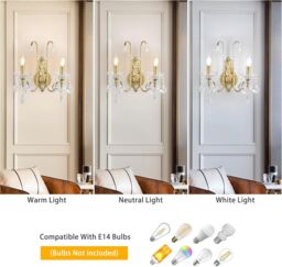 Garwarm Crystal Wall Lights Antique Retro Vintage Rustic Indoor Wall Lamps in Gold - thumbnail 5