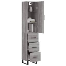Berkfield Home Highboard Grey Sonoma 34.5x34x180 cm Engineered Wood - thumbnail 1