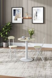 Living and Home 3pcs Round Table and 2 Chairs Set Indoor Outdoor Bistro Kitchen Dining Set Furniture in White - thumbnail 3