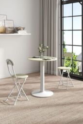 Living and Home 3pcs Round Table and 2 Chairs Set Indoor Outdoor Bistro Kitchen Dining Set Furniture in White - thumbnail 4