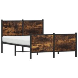 Berkfield Home Metal Bed Frame without Mattress Smoked Oak 120x200 cm in Brown - Size: Small Double - thumbnail 4
