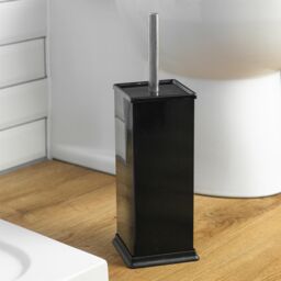 Harbour Housewares 3L Square Bathroom Bin & Brush Set - Slim Stainless Steel Bathroom Set in Black - thumbnail 8