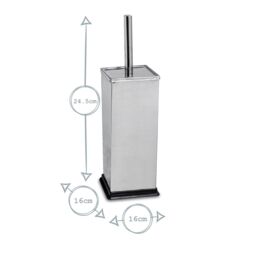 Harbour Housewares 3L Square Bathroom Bin & Brush Set - Slim Stainless Steel Bathroom Set in Black - thumbnail 5