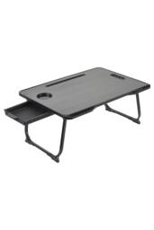 Living and Home Foldable Laptop Bed Desk Table with Storage Drawer Tablet Slot Cup Holder in Black - thumbnail 5