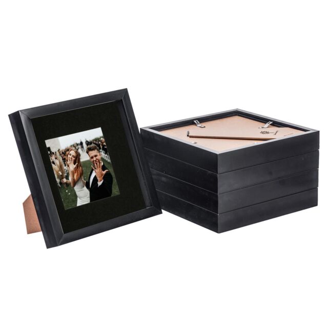 "Nicola Spring 3D Box Photo Frames - 8 x 8"" with 4 x 4"" Mount - Grey Mount - Pack of 5 in Black" - image 1