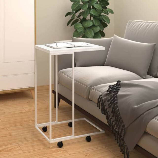 Berkfield Home Side Table with Wheels White 40x30x63.5 cm Engineered Wood - image 1