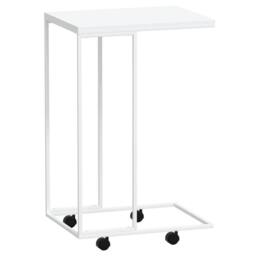Berkfield Home Side Table with Wheels White 40x30x63.5 cm Engineered Wood - thumbnail 2