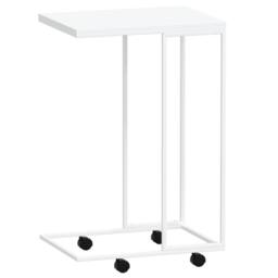 Berkfield Home Side Table with Wheels White 40x30x63.5 cm Engineered Wood - thumbnail 5