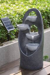 Living and Home 4-Tier Solar Powered Garden Water Fountain in Grey