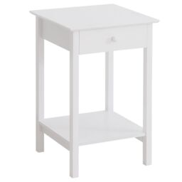 Rafaelo Mobilia Wooden One Drawer Bedside Table Nightstand in White - thumbnail 5