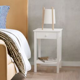 Rafaelo Mobilia Wooden One Drawer Bedside Table Nightstand in White - thumbnail 2