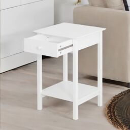 Rafaelo Mobilia Wooden One Drawer Bedside Table Nightstand in White - thumbnail 4