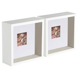"Nicola Spring 3D Deep Box Photo Frames - 6 x 6"" with 2 x 2"" Mount - White Mount - Pack of 5" - thumbnail 1