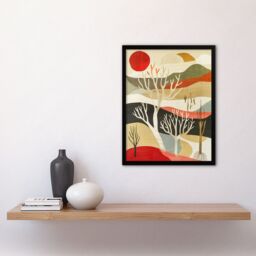 "Artery8 Yorkshire Moor Boho Sunset Abstract Design Framed Art Print - Size: W12"" x H16""" - thumbnail 4
