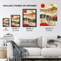 "Artery8 Yorkshire Moor Boho Sunset Abstract Design Framed Art Print - Size: W12"" x H16""" - thumbnail 3