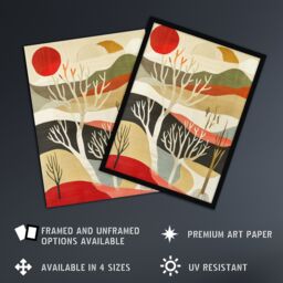 "Artery8 Yorkshire Moor Boho Sunset Abstract Design Framed Art Print - Size: W12"" x H16""" - thumbnail 2