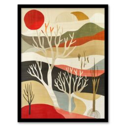 "Artery8 Yorkshire Moor Boho Sunset Abstract Design Framed Art Print - Size: W12"" x H16""" - thumbnail 1
