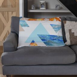 Benjamin Tate Design Triangles With Maple Oak Leaves Marble Blanket in Natural - Size: 120 cm x 150 cm - thumbnail 2