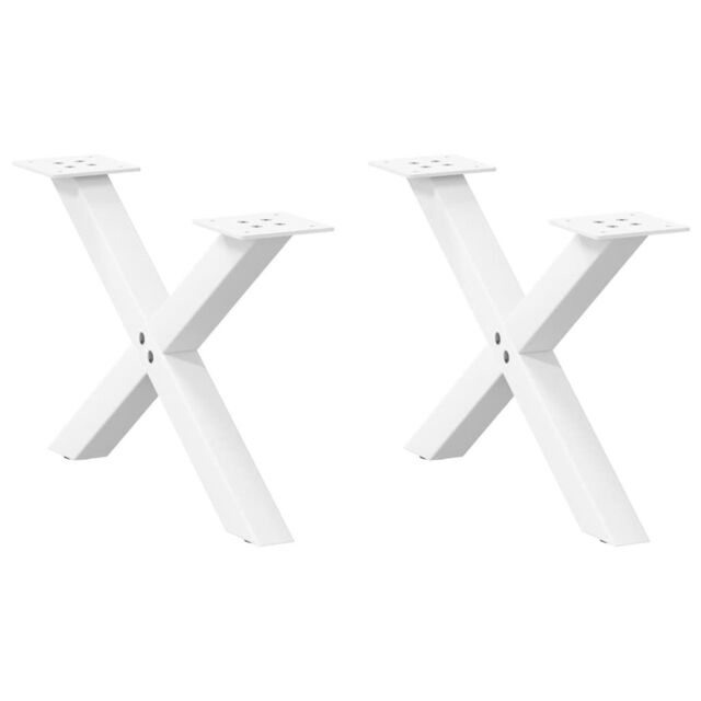 Berkfield Home Coffee Table Legs X-Shaped 2 pcs White 60x(30-31) cm Steel - image 1