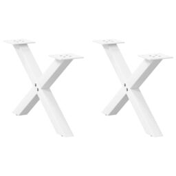 Berkfield Home Coffee Table Legs X-Shaped 2 pcs White 60x(30-31) cm Steel - thumbnail 1