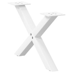Berkfield Home Coffee Table Legs X-Shaped 2 pcs White 60x(30-31) cm Steel - thumbnail 5