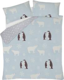 Gr8 Home Penguin & Polar Bear Glow In The Dark Fleece Duvet Pillowcase Set in Grey - Size: Double - thumbnail 4