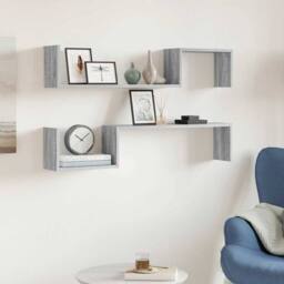 Berkfield Home Wall Shelves 2 pcs Grey Sonoma 100x15x20 cm Engineered Wood - Size: 100 x 15 x 20 cm - thumbnail 2