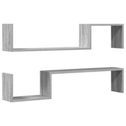 Berkfield Home Wall Shelves 2 pcs Grey Sonoma 100x15x20 cm Engineered Wood - Size: 100 x 15 x 20 cm - thumbnail 1