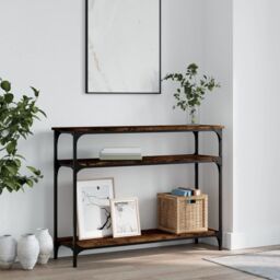 Berkfield Home Console Table Smoked Oak 100x29x75 cm Engineered Wood in Brown - Size: 100 x 29 x 75 cm - thumbnail 1