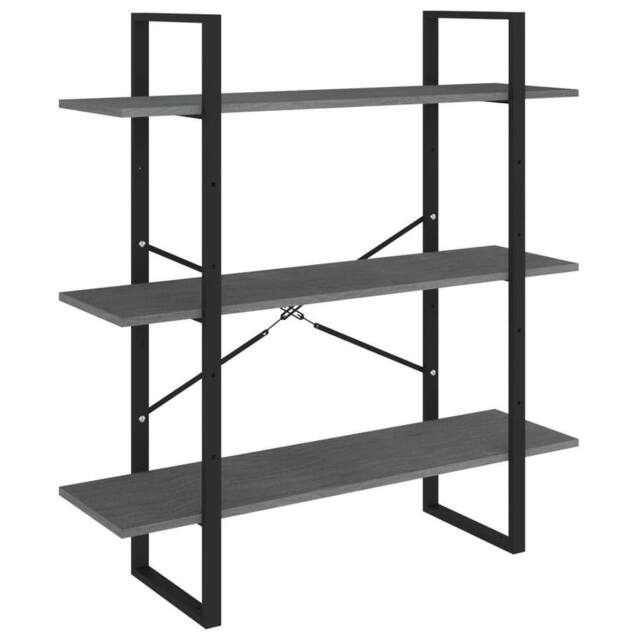 Berkfield Home 3-Tier Book Cabinet Grey 100x30x105 cm Solid Pine Wood - Size: 100 x 30 x 105 cm - image 1