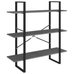 Berkfield Home 3-Tier Book Cabinet Grey 100x30x105 cm Solid Pine Wood - Size: 100 x 30 x 105 cm - thumbnail 1