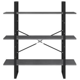 Berkfield Home 3-Tier Book Cabinet Grey 100x30x105 cm Solid Pine Wood - Size: 100 x 30 x 105 cm - thumbnail 5