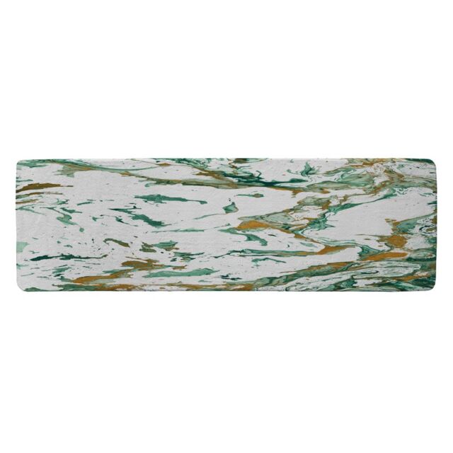 Benjamin Tate Design Green & Golden Marble Runner Rug in Natural - Size: 67 cm x 230 cm - image 1