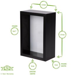"Nicola Spring 3D Deep Box Photo Frame - 5 x 7"" in Black" - thumbnail 4