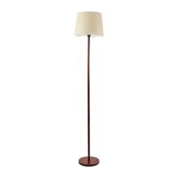ValueLights Heather Dark Wood Stem Floor Lamp with Scallop Edge Tapered Shade & LED Bulb in White - thumbnail 2