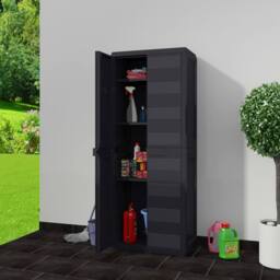Berkfield Home Garden Storage Cabinet with 3 Shelves Black - thumbnail 2