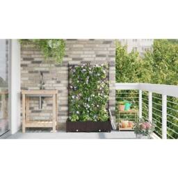 Berkfield Home Modern Garden Planter with Trellis 2 pcs Brown 80x40x125.5 cm - thumbnail 4