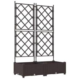 Berkfield Home Modern Garden Planter with Trellis 2 pcs Brown 80x40x125.5 cm - thumbnail 3