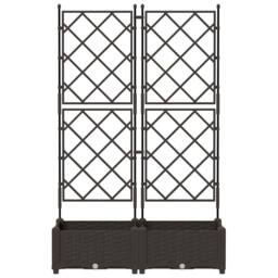 Berkfield Home Modern Garden Planter with Trellis 2 pcs Brown 80x40x125.5 cm - thumbnail 5
