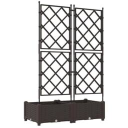 Berkfield Home Modern Garden Planter with Trellis 2 pcs Brown 80x40x125.5 cm - thumbnail 7