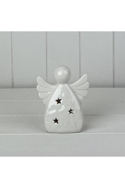 KDMD White Ceramic Angel Ornament with LED - image 1