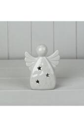 KDMD White Ceramic Angel Ornament with LED - thumbnail 1